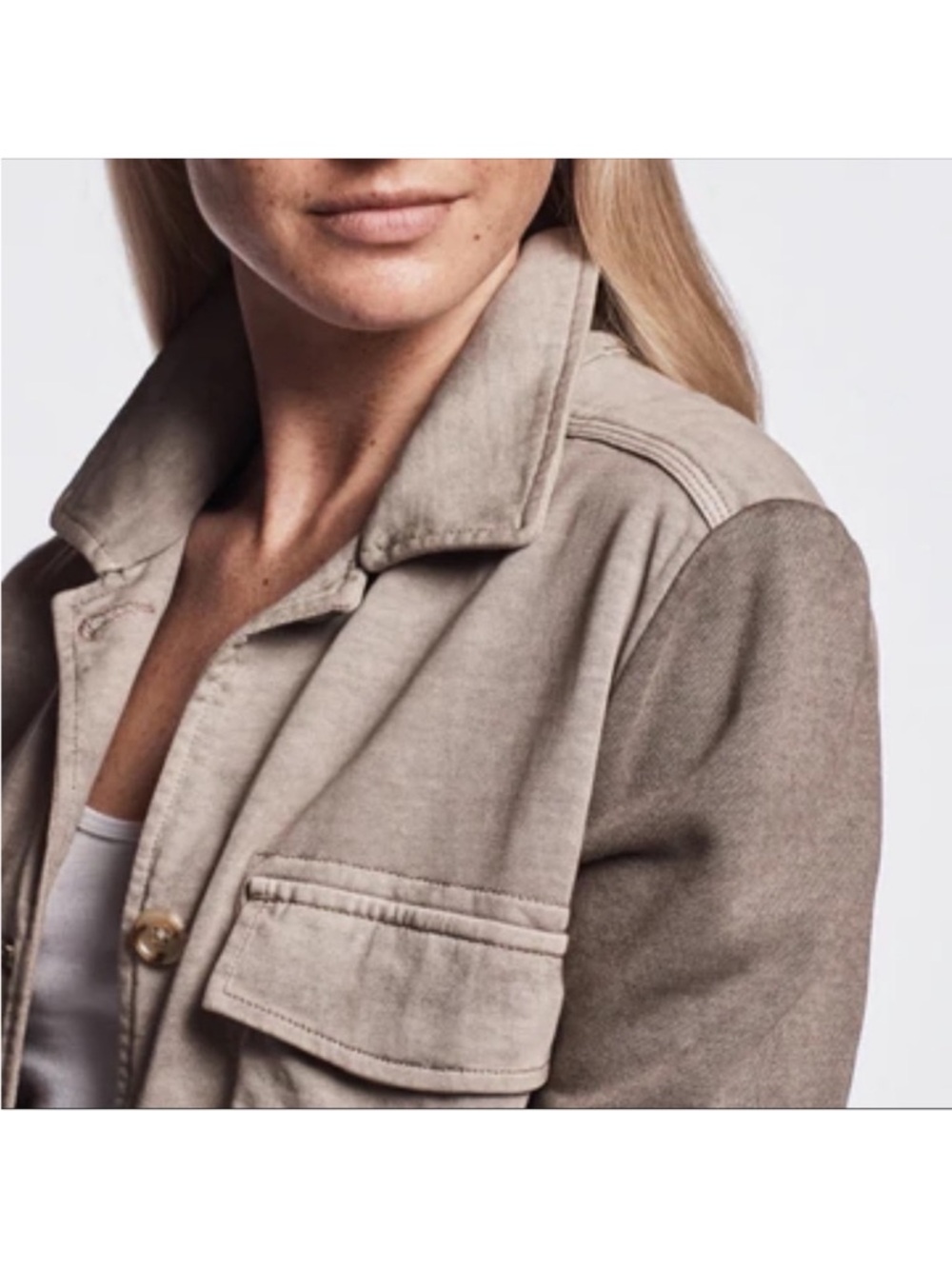James Perse Mixed Media Surplus Jacket in Coyote Pigment Womens Size 0 / XS - Picture 2 of 9